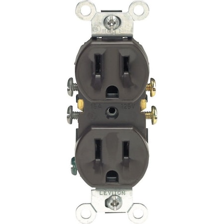 Leviton Duplex Straight Blade Receptacle, 5-15R, 15 A, 125V AC, 2 Pole, 3 Wire, Grounded 05320-0CP